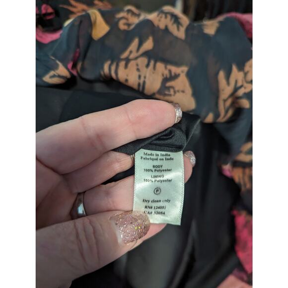 Anthropologie Porridge Puff Sleeve Open Back Floral Mini Dress Black NWT XL - Picture 7 of 12